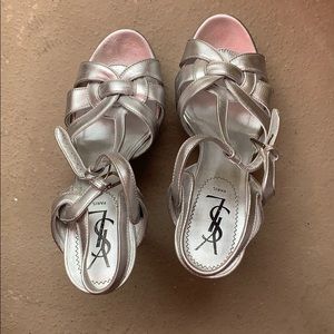 Yves Saint Laurent sandals metallic silver